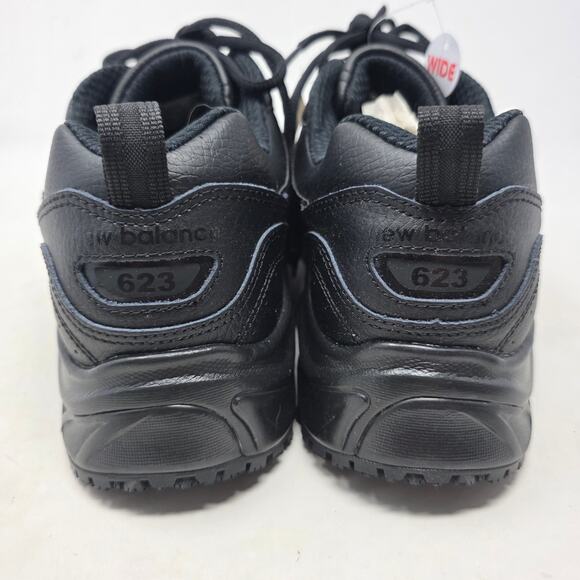 New Balance 623v3 Mens Black Slip Resistant Leather Sneakers 9 2E Wide - Picture 5 of 9